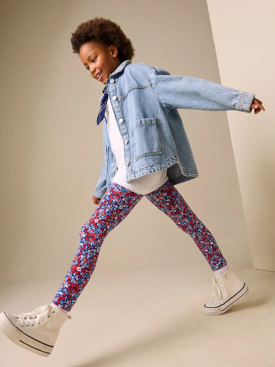 Broeken En Leggings|Next Blauw-rood gebloemd - Legging (3-16 jr)