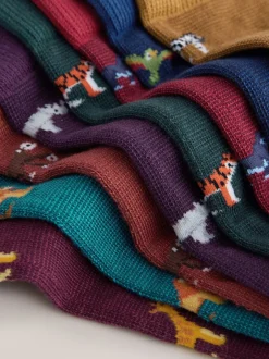 Sokken|Sokken*Next - 8 Paar sokken met leuk patroon Blauw/rood met safaridieren