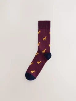 Sokken|Sokken*Next - 8 Paar sokken met leuk patroon Blauw/rood met safaridieren