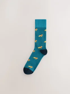 Sokken|Sokken*Next - 8 Paar sokken met leuk patroon Blauw/rood met safaridieren