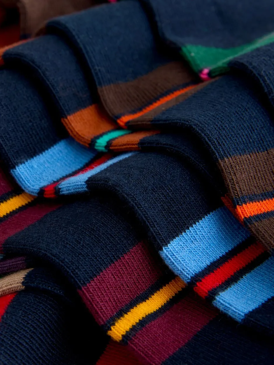 Sokken|Sokken*Next Blauw/rood/bruin gestreept - Set van 8 sokken met patroon