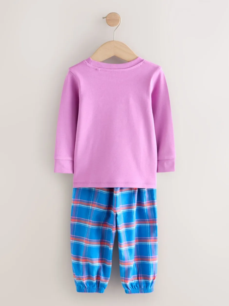 Nachtkleding En Pyjama's|Pyjama's*Next Blauw/roze met figuurtjes - Check Woven Bottoms Pyjamas 2 Pack (9mths-10yrs)