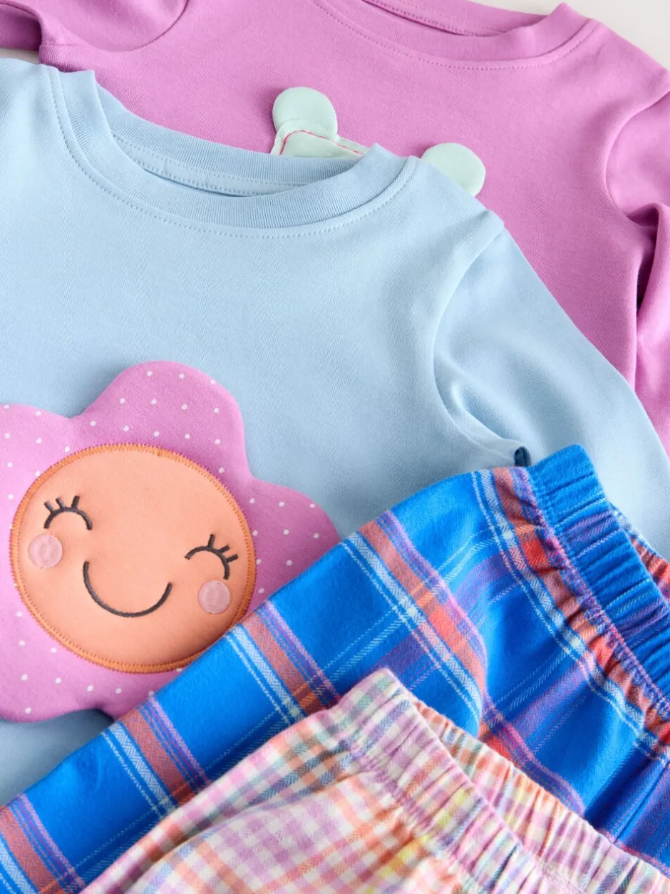 Nachtkleding En Pyjama's|Pyjama's*Next Blauw/roze met figuurtjes - Check Woven Bottoms Pyjamas 2 Pack (9mths-10yrs)