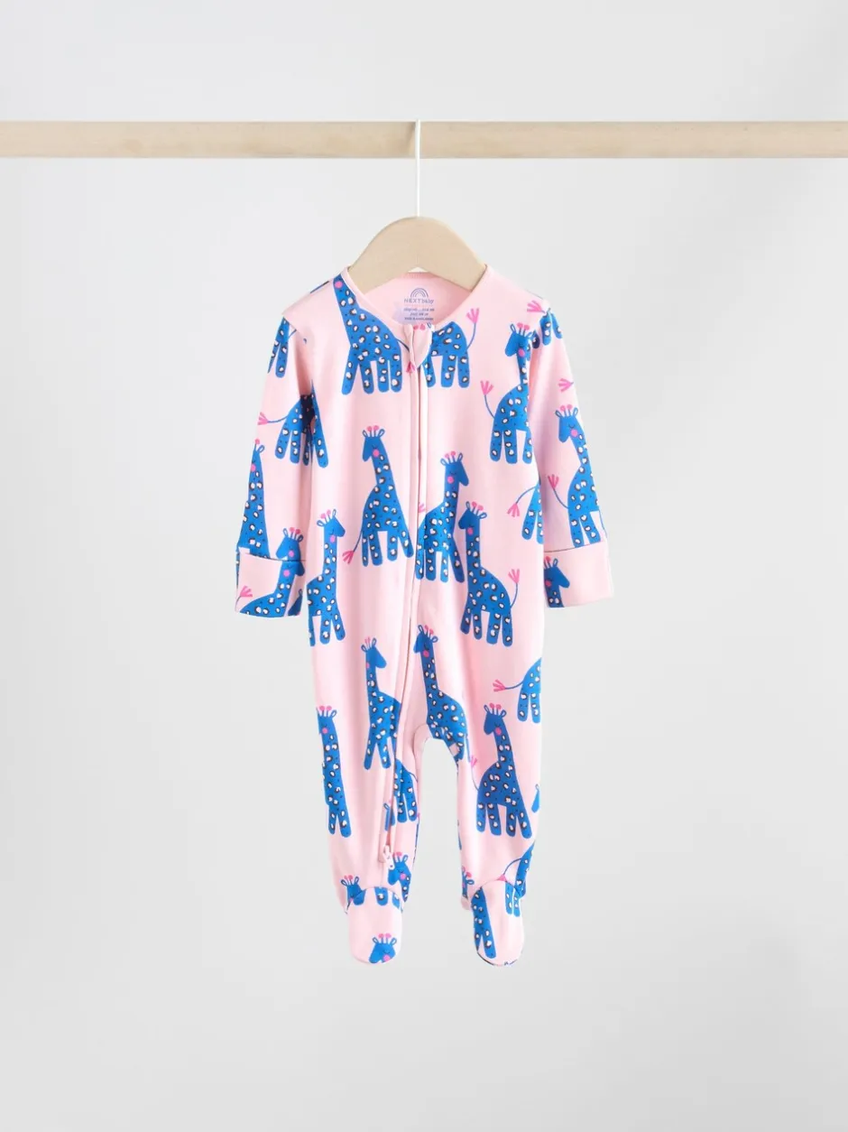 Multipacks|Babypakjes En Babypyjama's*Next Blauw/roze met karakteristieke dierenprint - 3 Pack Baby-pyjama's met tweewegrits (0mnd -2jr)