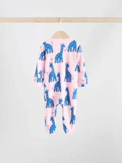 Multipacks|Babypakjes En Babypyjama's*Next Blauw/roze met karakteristieke dierenprint - 3 Pack Baby-pyjama's met tweewegrits (0mnd -2jr)