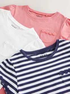 T-Shirts|Tops|Next Blauw/roze/wit - Verpakking van 3 T-shirts met madeliefjesrand (1,5 - 16 jr)
