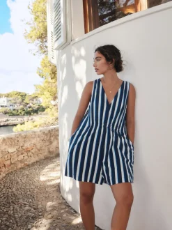 Jumpsuits En Playsuits*Next Blauw/wit - Jersey Summer Playsuit