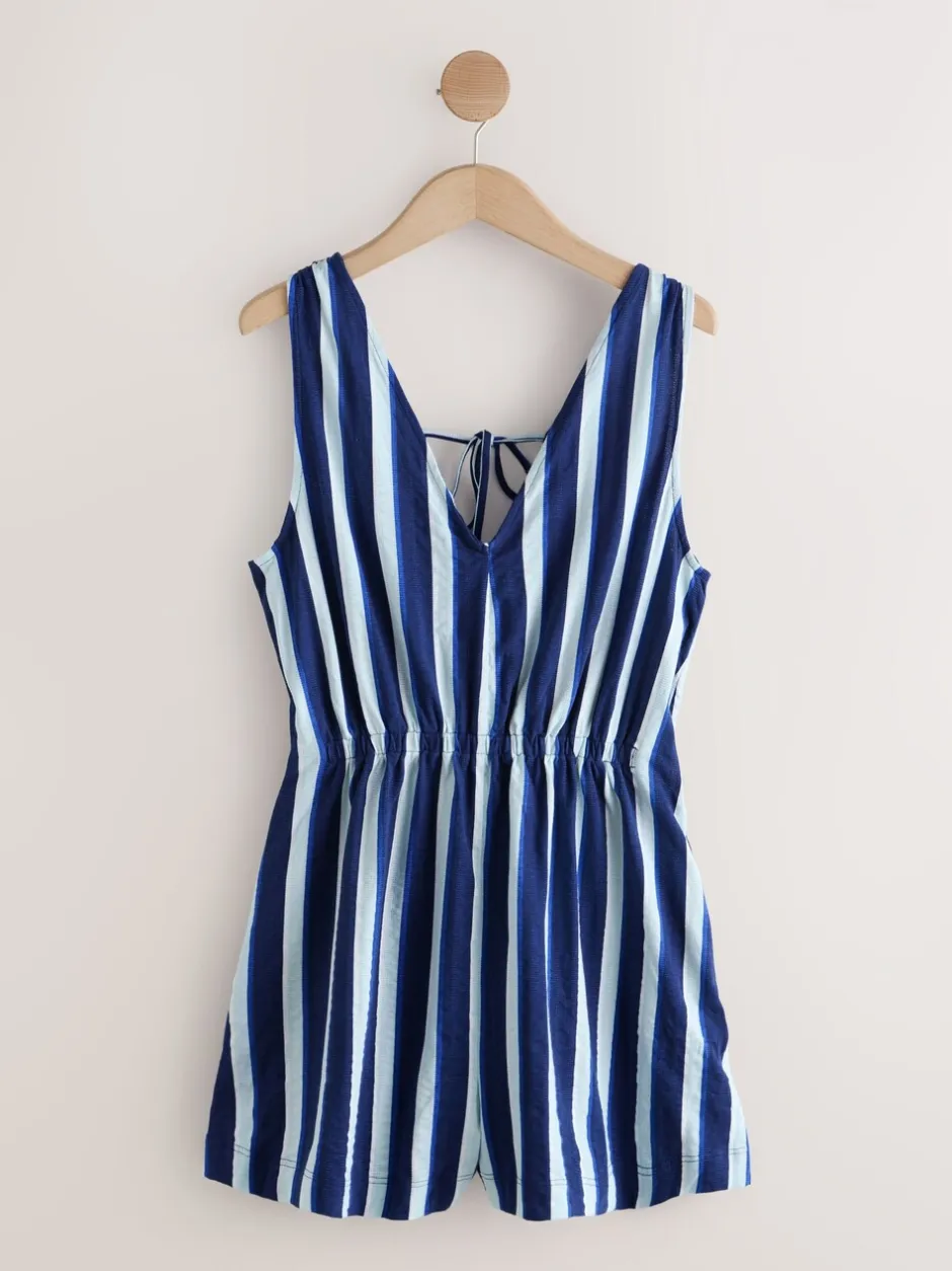 Jumpsuits En Playsuits*Next Blauw/wit - Jersey Summer Playsuit