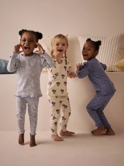 Multipacks|Nachtkleding En Pyjama's|Next - Knusse geribbelde pyjama's 3 verpakking (9mnd-12jr) Blauw/wit