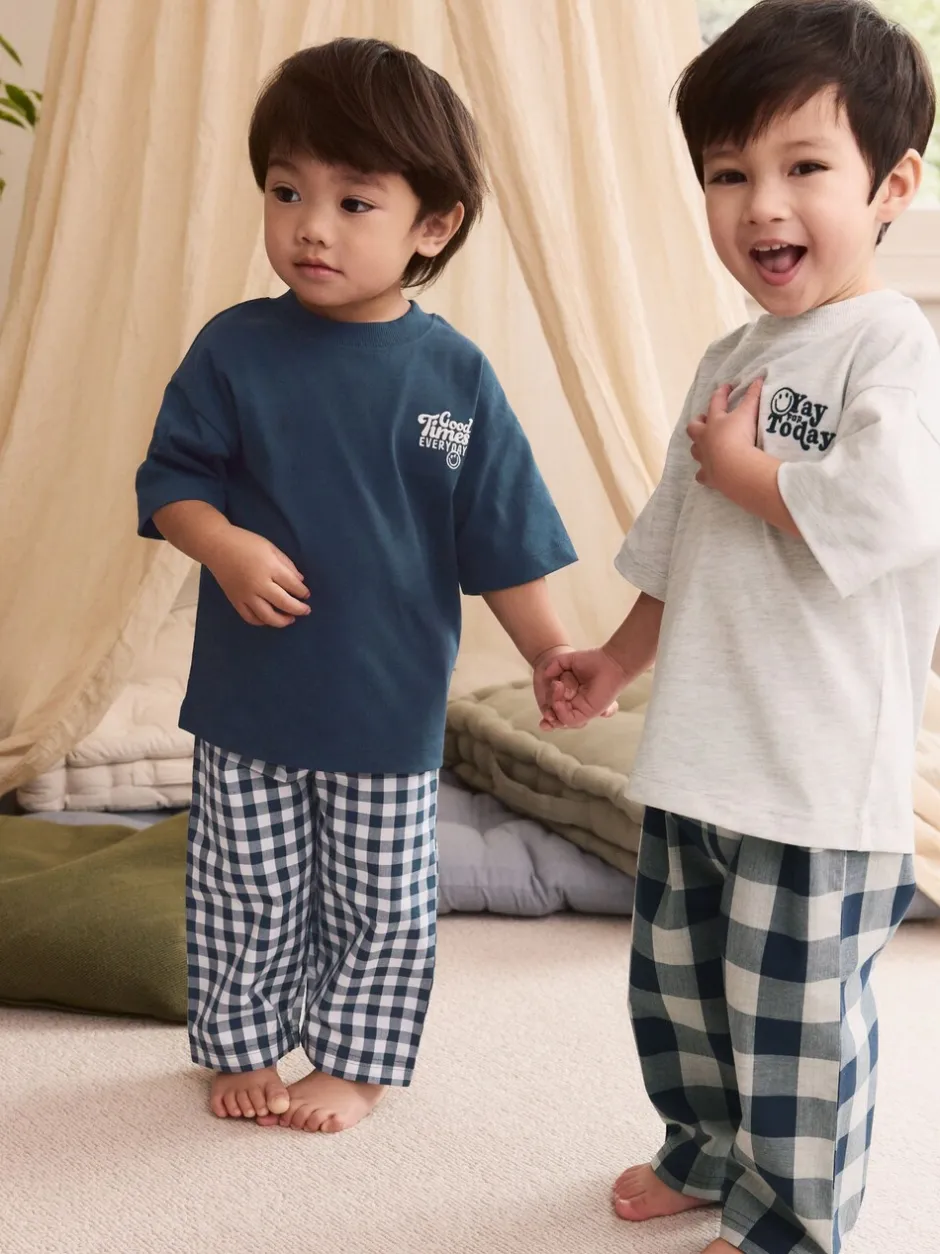 Pyjama's|Next Blauw/wit - Korte mouwen lange pyjama's 2 verpakking (9mnd-12jr)
