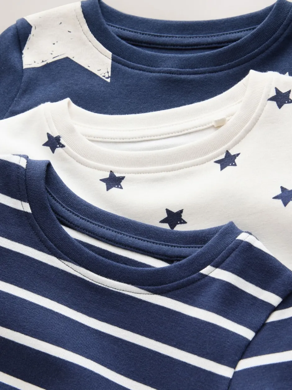 Pyjama's|Nachtkleding En Pyjama's*Next Blauw/wit - Slim Snuggle Fit Pyjamas 3 Pack (9mths-10yrs)