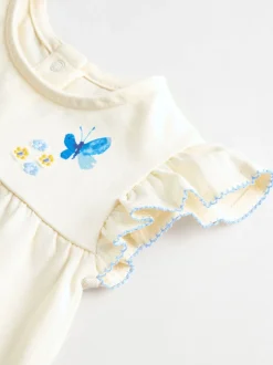 Tops|Tops*Next - 6 -delig Baby Set van T-shirt met ruches en short (0mnd-2jr) Blauw/wit met bloemenprint