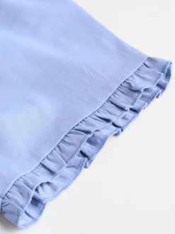 Tops|Tops*Next - 6 -delig Baby Set van T-shirt met ruches en short (0mnd-2jr) Blauw/wit met bloemenprint