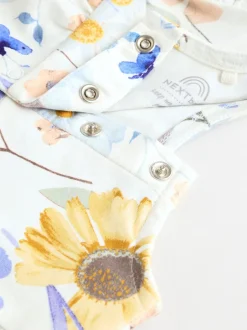 Tops|Tops*Next - 6 -delig Baby Set van T-shirt met ruches en short (0mnd-2jr) Blauw/wit met bloemenprint