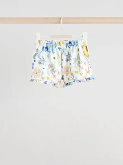 Tops|Tops*Next - 6 -delig Baby Set van T-shirt met ruches en short (0mnd-2jr) Blauw/wit met bloemenprint