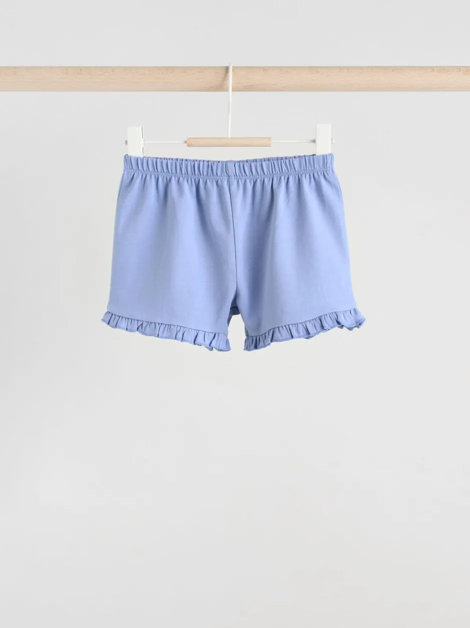 Tops|Tops*Next - 6 -delig Baby Set van T-shirt met ruches en short (0mnd-2jr) Blauw/wit met bloemenprint