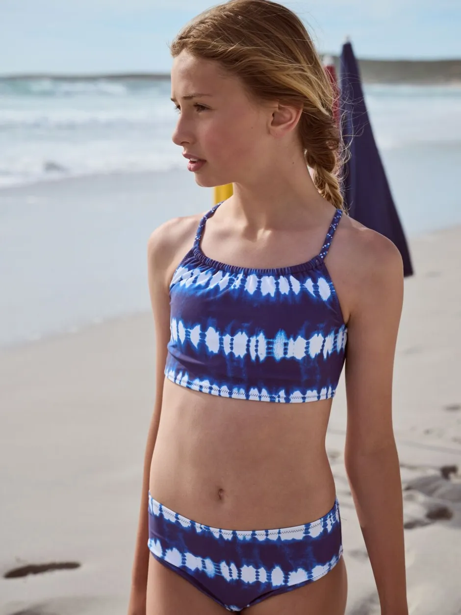 Badkleding|Next - Licht gewatteerde bikini (8-16jr) Blauw/wit met knoopverving