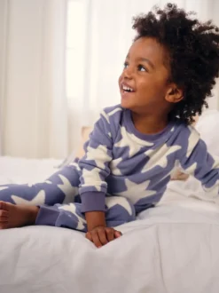 Pyjama's|Nachtkleding En Pyjama's*Next - Behaaglijke korte fleecepyjama (9 mnd - 12 jr) Blauw/wit met sterren