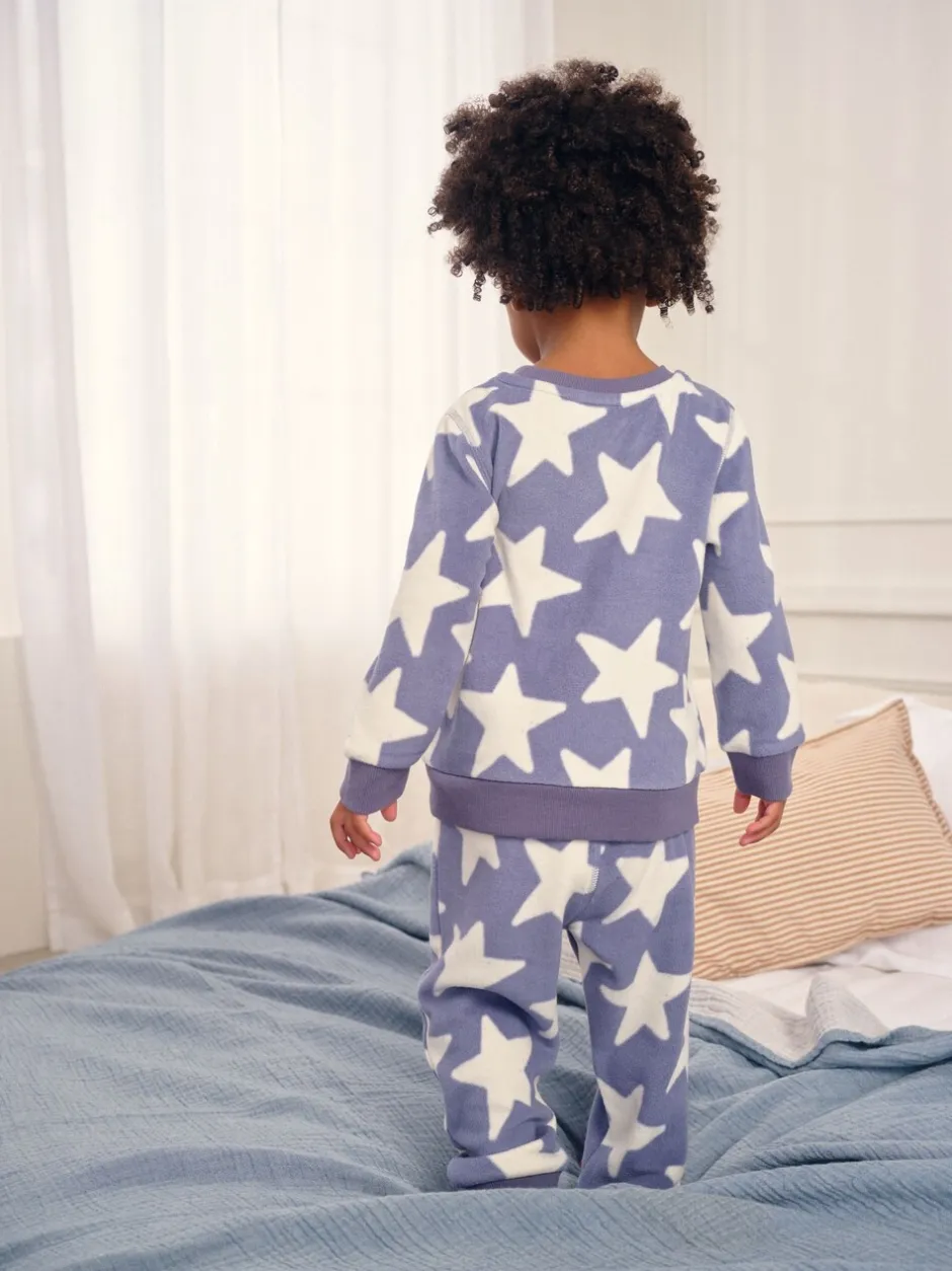 Pyjama's|Nachtkleding En Pyjama's*Next - Behaaglijke korte fleecepyjama (9 mnd - 12 jr) Blauw/wit met sterren