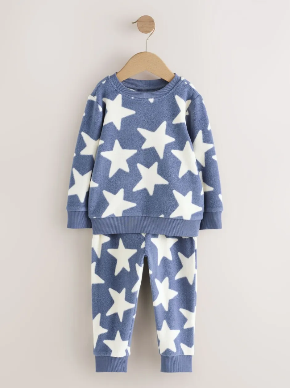 Pyjama's|Nachtkleding En Pyjama's*Next - Behaaglijke korte fleecepyjama (9 mnd - 12 jr) Blauw/wit met sterren
