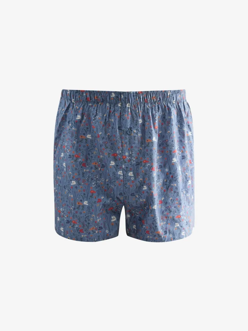 Ondergoed|Ondergoed*Next Blauw/wit/groen met bloemenprint - Verpakking van 4 - Geweven boxershorts van puur katoen
