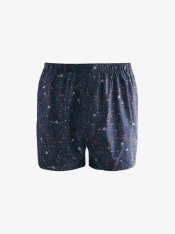 Ondergoed|Ondergoed*Next Blauw/wit/groen met bloemenprint - Verpakking van 4 - Geweven boxershorts van puur katoen