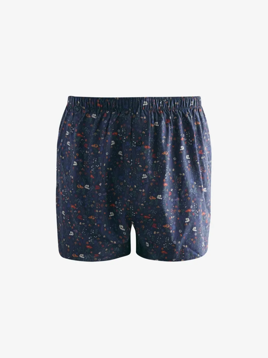 Ondergoed|Ondergoed*Next Blauw/wit/groen met bloemenprint - Verpakking van 4 - Geweven boxershorts van puur katoen