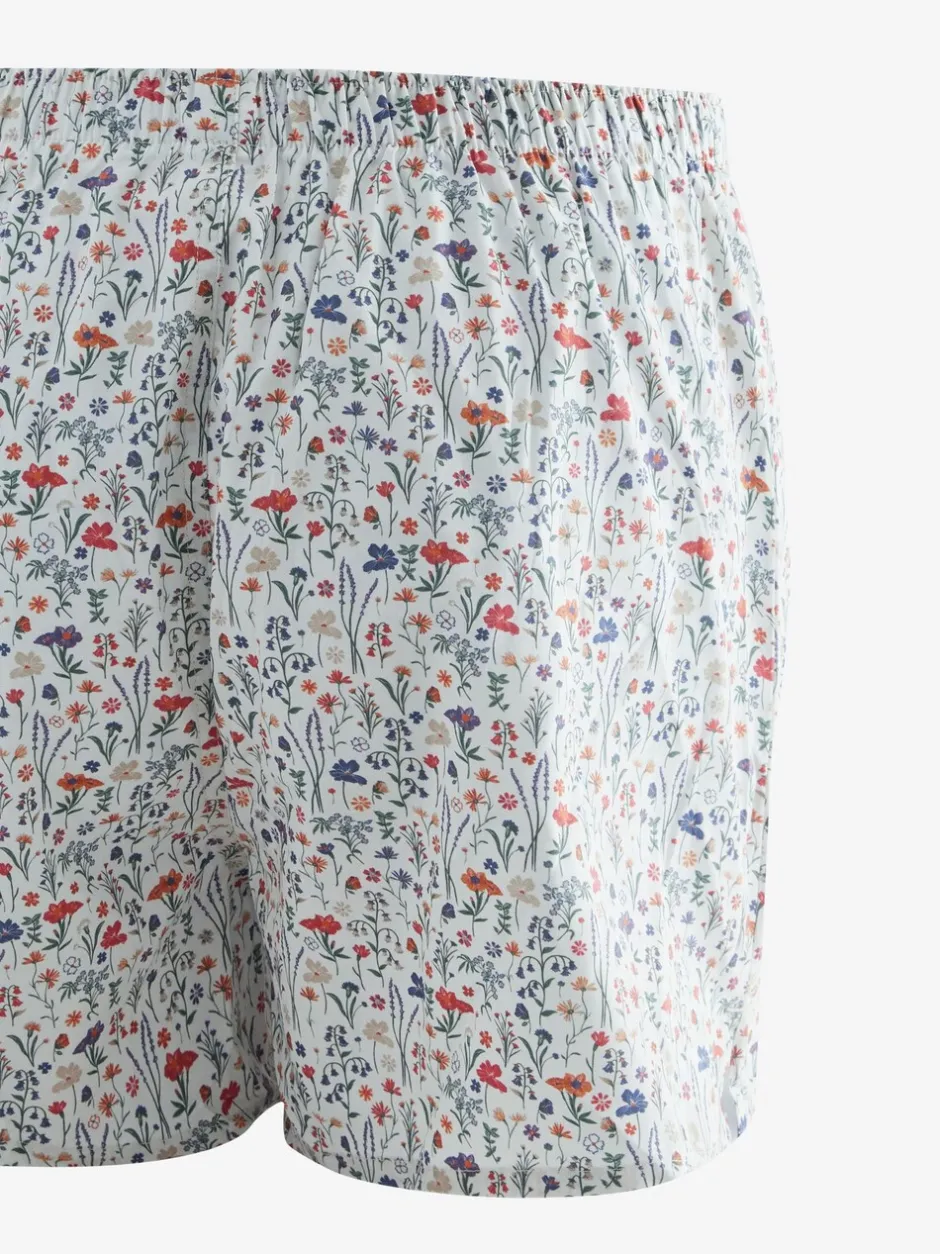 Ondergoed|Ondergoed*Next Blauw/wit/groen met bloemenprint - Verpakking van 4 - Geweven boxershorts van puur katoen