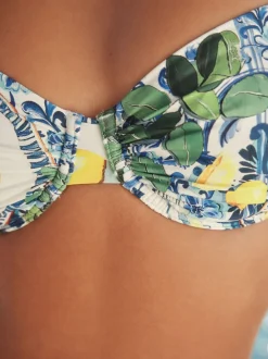 Badkleding*Next - Beugelbikinitop zonder vulling Blauw/witte sardineprint
