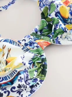 Badkleding*Next - Beugelbikinitop zonder vulling Blauw/witte sardineprint