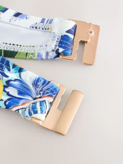 Badkleding*Next - Beugelbikinitop zonder vulling Blauw/witte sardineprint