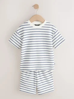 Shorts|Sets En Outfits*Next - Short Sleeve T-Shirt and Shorts Set 2 Pack (3mths-7yrs) Blauw/witte streep