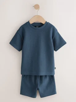Shorts|Sets En Outfits*Next - Short Sleeve T-Shirt and Shorts Set 2 Pack (3mths-7yrs) Blauw/witte streep