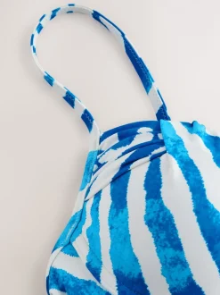 Badkleding*Next - Gedrapeerde, voorgevormde Bikini met beugel Blauw/witte zebraprint