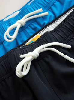 Badkleding|Next - Motionflex 5 Inch Swim Shorts 2 Pack Blauw/Zwart