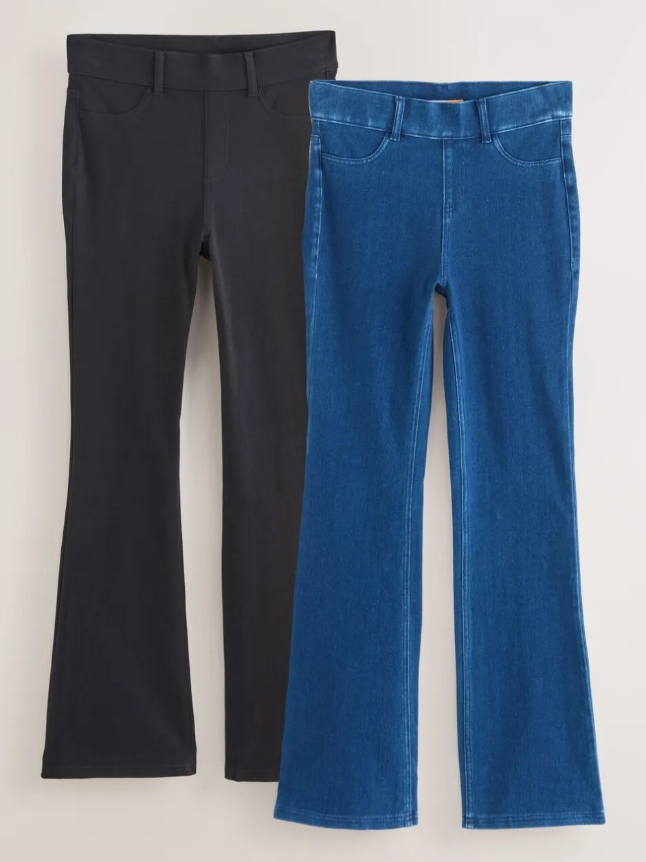 Leggings En Joggingbroeken*Next Blauw/Zwart - Set van 2 lange jersey denim bootcut leggings