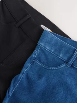 Leggings En Joggingbroeken*Next Blauw/Zwart - Set van 2 lange jersey denim bootcut leggings