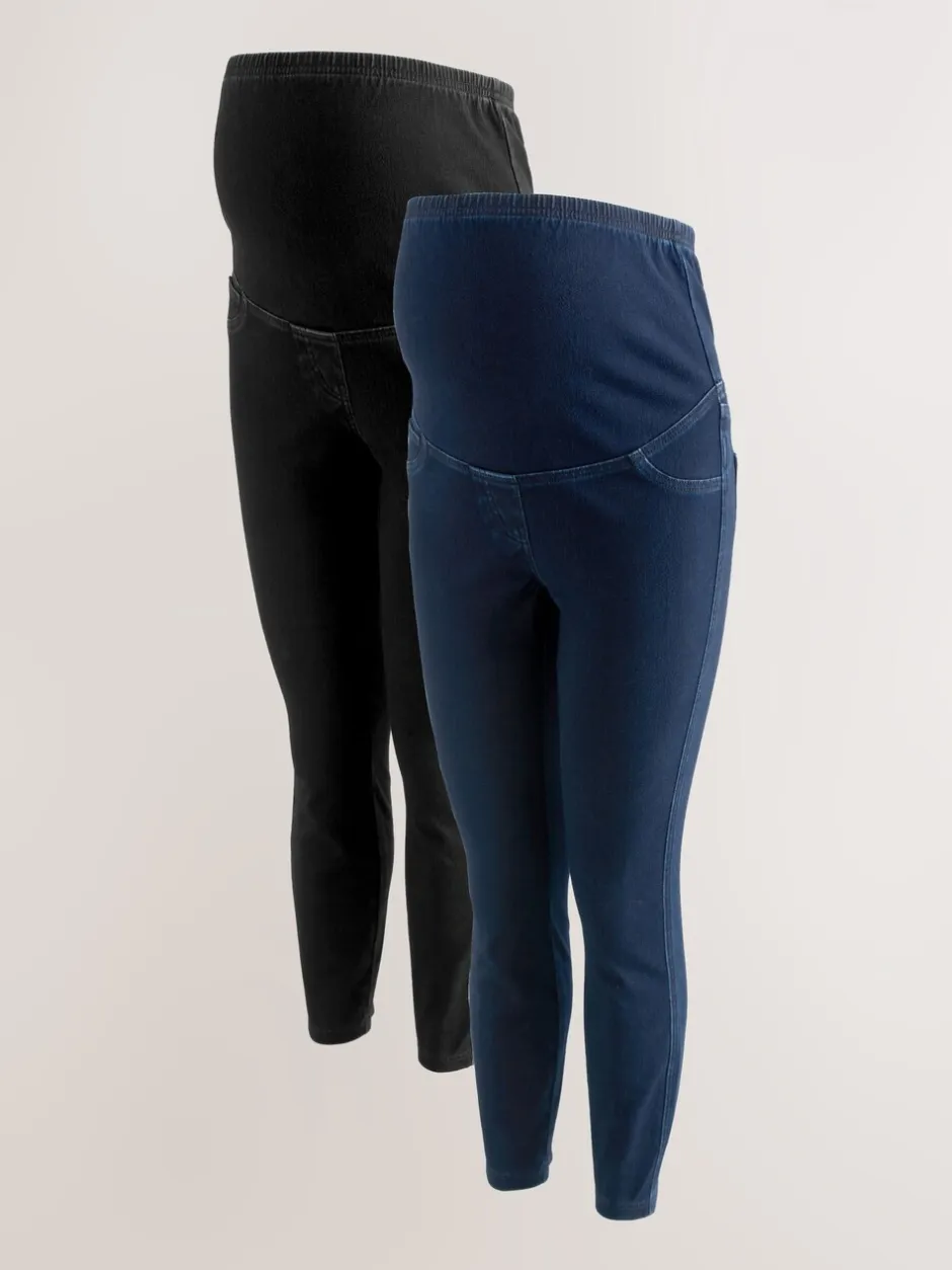 Leggings En Joggingbroeken|Moederschap|Next Blauw/Zwart - Verpakking van 2 denim zwangerschapsjeggings