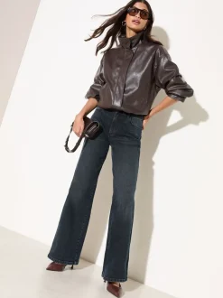 Jeans|Friends Like These Blauw-zwart denim - X Lucy Mecklenburgh alledaagse jeans met wijde pijpen