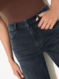 Jeans|Friends Like These Blauw-zwart denim - X Lucy Mecklenburgh alledaagse jeans met wijde pijpen
