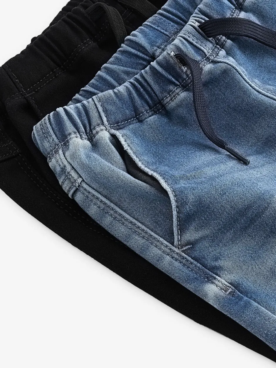 Multipacks|Jeans En Joggingbroeken*Next Blauw-zwart denim - Set van 2 superzachte jeans met stretch en elastische taille (3mnd-7jr)