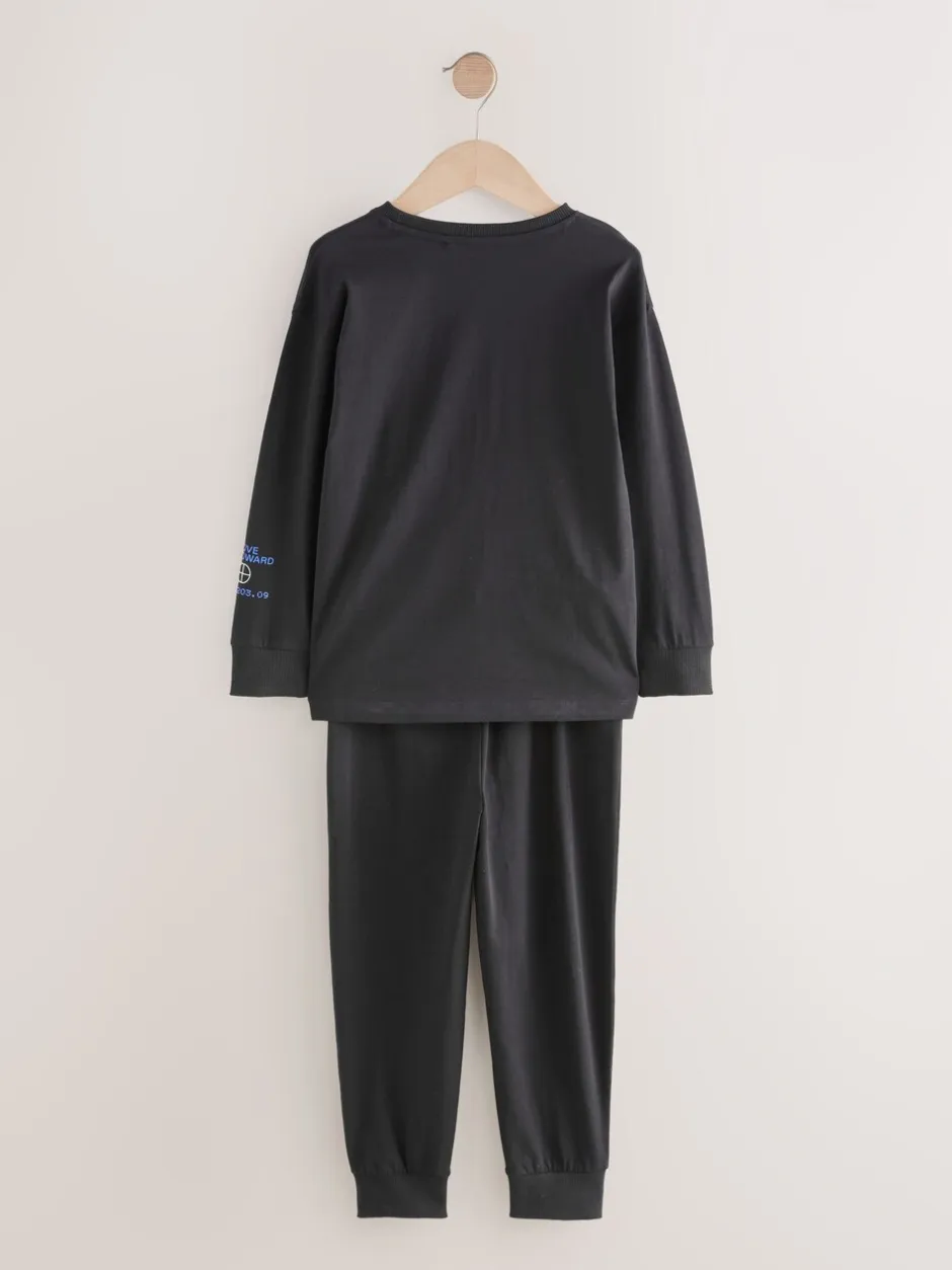 Pyjama's|Nachtkleding En Pyjama's*Next Blauw/zwart met voetbal - Verpakking van 2 pyjama's met lange mouwen (3-16 jr)