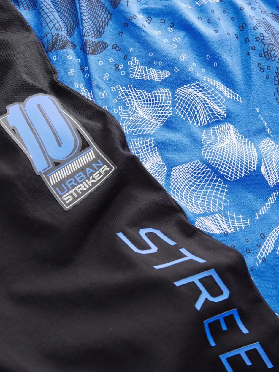 Pyjama's|Nachtkleding En Pyjama's*Next Blauw/zwart met voetbal - Verpakking van 2 pyjama's met lange mouwen (3-16 jr)