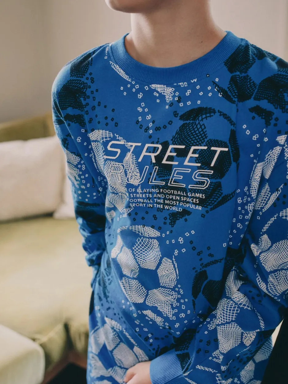 Pyjama's|Nachtkleding En Pyjama's*Next Blauw/zwart met voetbal - Verpakking van 2 pyjama's met lange mouwen (3-16 jr)