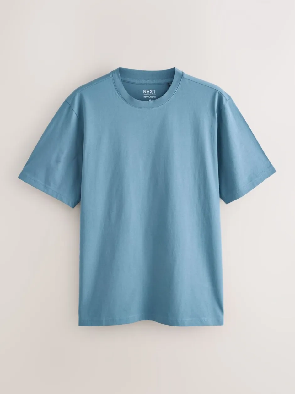 T-Shirts En Hemden|Next Blauw/zwart/oranje/groen/grijs/ecru wit - Normale Pasvorm - Essential katoenen T-shirts verpakking van 6