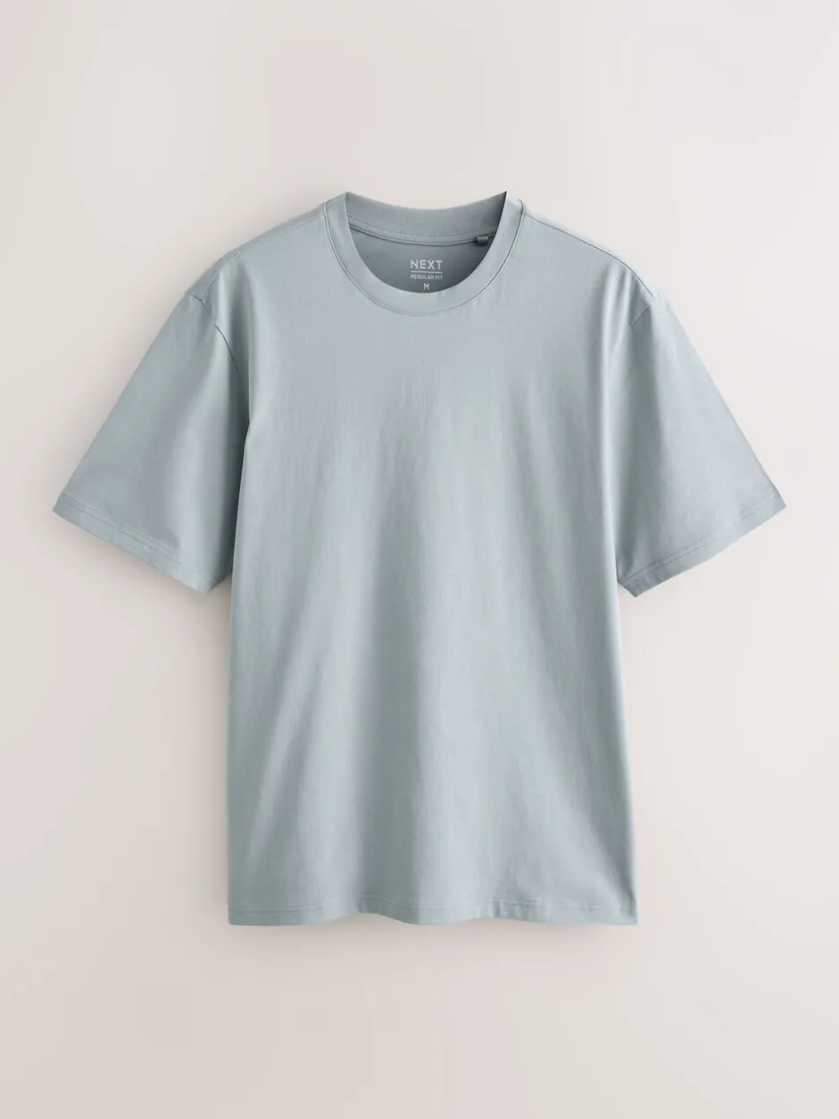 T-Shirts En Hemden|Next Blauw/zwart/oranje/groen/grijs/ecru wit - Normale Pasvorm - Essential katoenen T-shirts verpakking van 6