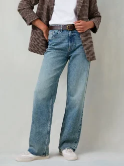 Jeans|Fat Face - FatFace Relaxed Straight Jeans Bleach Wash Denim