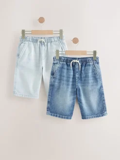 Shorts*Next - Bermuda denim shorts met elastische taille verpakking van 2 (3 - 16 jr) Bleek/middenblauw