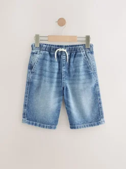 Shorts*Next - Bermuda denim shorts met elastische taille verpakking van 2 (3 - 16 jr) Bleek/middenblauw