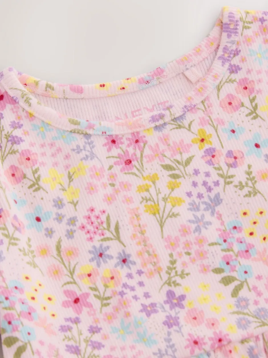 Jurken|Jurken*Next Bloemenmotief - Geribde jersey jurk (3 mnd-7 jr)